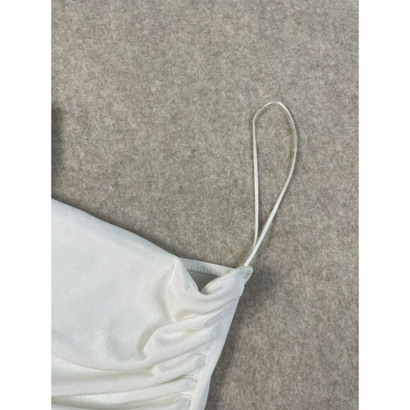 Red By BKE White One Shoulder Asymmetric Gathered Top Womens Size M - Picture 11 of 15